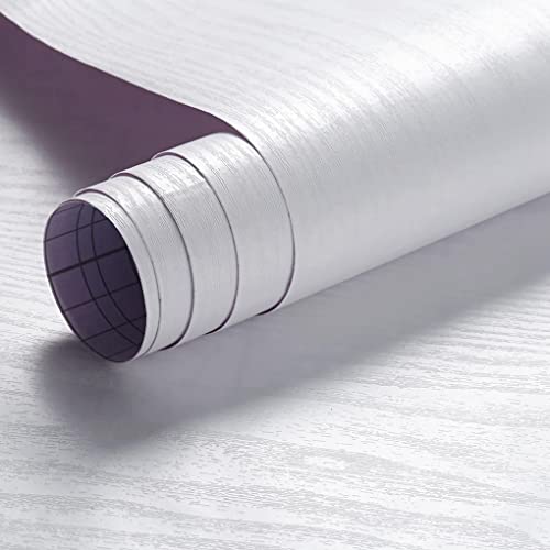 Arthome Peel and Stick Wallpaper - White Wood Contact Paper - White Wallpaper - Self-Adhesive, Removable and Waterproof for Cabinet, Countertop (17"x393") - color: White Wood, size: 16.5" x 393"