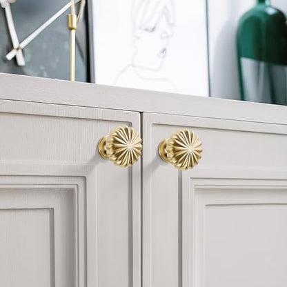 Brushed Gold Cabinet Knobs，10 Pack Solid Drawer Pulls for Dressers - color: Brushed Gold