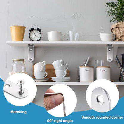Pelopy 100 Pcs L Bracket Stainless Steel 90 Degree Brace, 1.97 x 1.97 Inch - size: 1.97 x 1.97 Inch