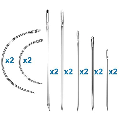 Heavy Duty Hand Sewing Needles Kit, 14 PCS with 10 Leather & 4 Curved Needles for Home Upholstery, Carpet Canvas Repair - color: 14PCS&7SIZE