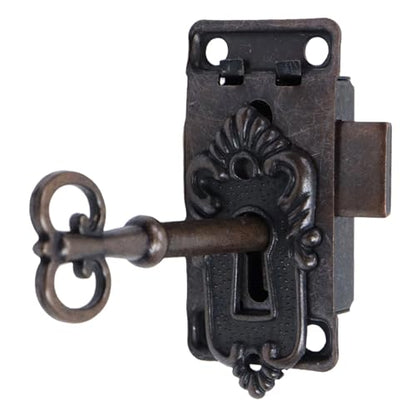 Antique Cabinet Lock, 2.09x1.06 Inch, 1 Set - color: Red Bronze A, style: Rectangular