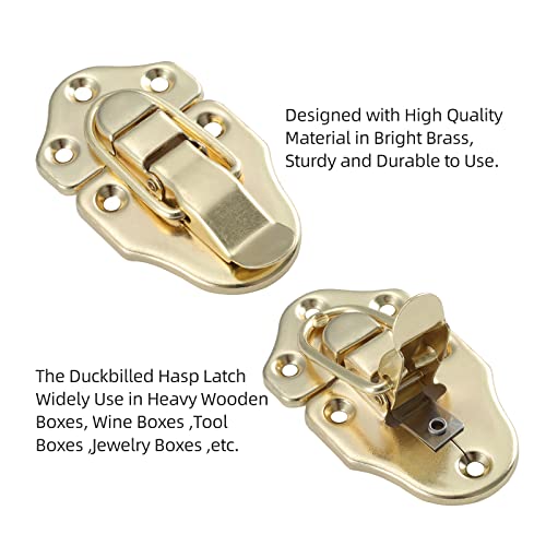 Duckbill Hasp Latches, Small Toggle Box Latches, Bright Brass, 2 Pack - color: Bright Brass, size: 2 Sell Pack