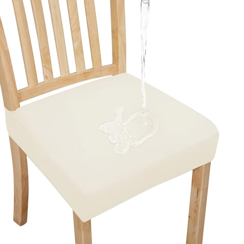 Easy-Going Waterproof Seat Covers for Dining Chairs Set of 4, Ivory - color: Ivory, size: 4 Pack