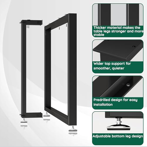 Giantjellies T Shape Heavy Duty Metal Table Legs Set of 2, 28" H×35" W Black Table Legs with Adjustable Foot Pads, 1000LBS Load Capacity for Desk Dining Bench - color: T-shape, size: 28"H35"W