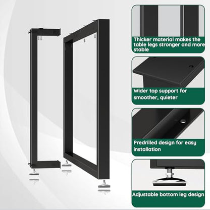 Giantjellies T Shape Heavy Duty Metal Table Legs Set of 2, 28" H×35" W Black Table Legs with Adjustable Foot Pads, 1000LBS Load Capacity for Desk Dining Bench - color: T-shape, size: 28"H35"W