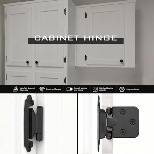 1/2" Overlay Black Cabinet Hinges 36 Pack Self Closing Cabinet Hinges