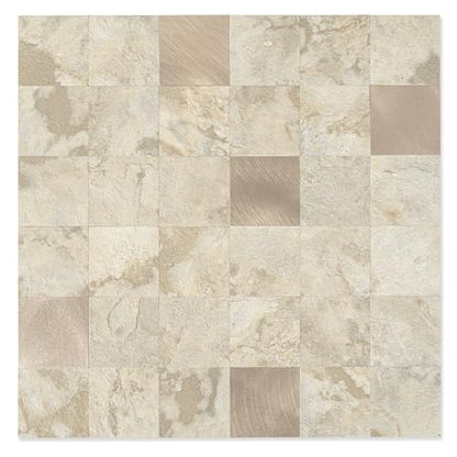 Yipscazo 10 Sheet Peel and Stick Backsplash Mosaic Tiles Stainless Steel Metal Kitchen Backsplash Stick on Tiles for Stove, Bathroom, Laundry in Ecru Stone (11.8'' x 11.8'') - color: Stone Beige