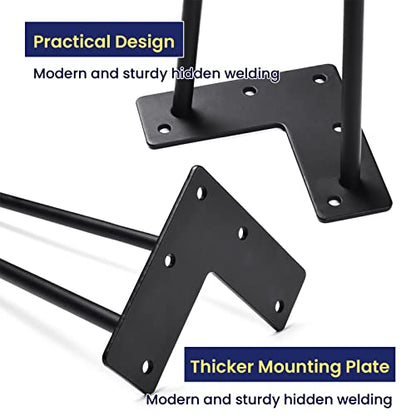 SMARTSTANDARD 10 Inch Heavy Duty Hairpin Furniture Legs, Black 4PCS - color: Black, size: 10 Inch