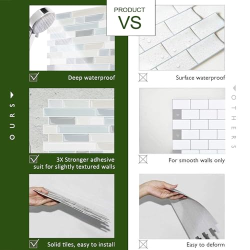 STICKGOO Thicker Peel and Stick Backsplash Tile for Kitchen and Bathroom - color: Multicolor
