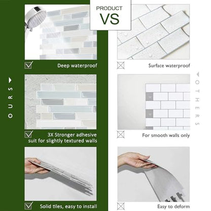 STICKGOO Thicker Peel and Stick Backsplash Tile for Kitchen and Bathroom - color: Multicolor