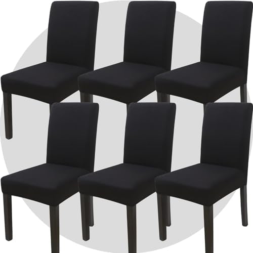 Stretch Chair Covers Slipcovers Set of 6 Black Stretchable Dining Chair Slipcover Washable Removable for Kitchen,Hotel,Restaurant - color: Black, size: 6