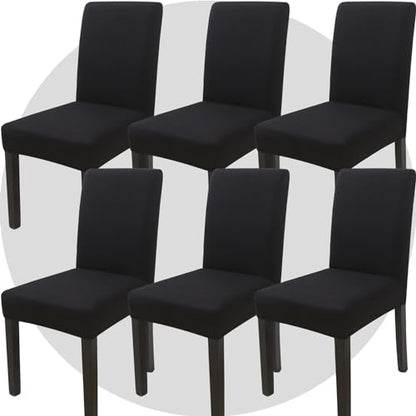 Stretch Chair Covers Slipcovers Set of 6 Black Stretchable Dining Chair Slipcover Washable Removable for Kitchen,Hotel,Restaurant - color: Black, size: 6
