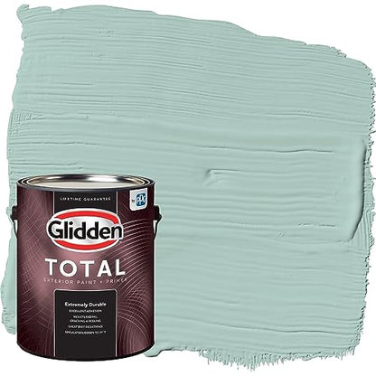 Glidden Total Exterior Paint & Primer All-in-One, Copenhagen/Green, Semi-Gloss, 1 Gallon - color: Copenhagen, size: 128 Fl Oz (Pack of 1)