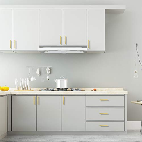 Goldenwarm 5 Pack Gold Cabinet Knobs，Brushed Brass Drawer Knobs - color: Gold, size: Single Hole