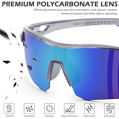 OXG 6 Pack Safety Glasses, Scratch Resistant Wraparound Lenses ANSI Z87.1 Protective Eyewear for Unisex - color: Multicolor