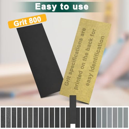 20PCS Sand Paper 800 Grit Sandpaper Sheets, 9 x 3.6 Inch Wet Dry Sandpaper Sheets, Sand Paper for Metal, Wood Furniture, Automotive and Crafts - color: O-800 Grit 20pcs