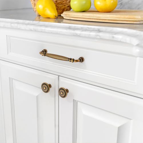 Asidrama 10 Pack Brushed Antique Brass Kitchen Cabinet Knobs - color: Brushed Antique Brass, size: Single Hole Knob