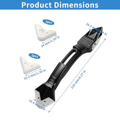 3 in 1 Silicone Caulking Tool with Stainless Steel Head, Black Sealant Remover and Finishing Scraper for Bathroom, Kitchen, Window and Tile