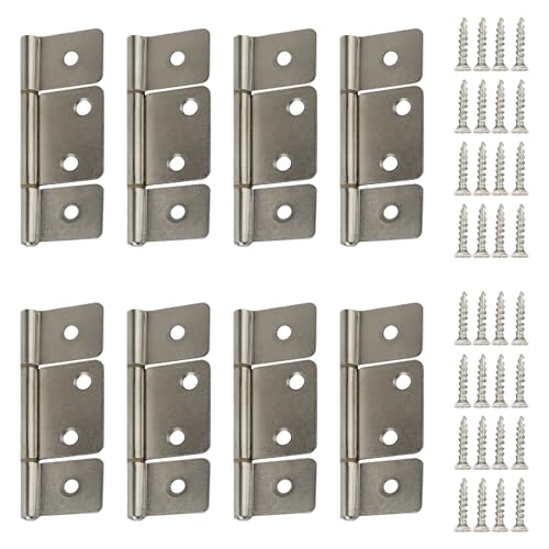 Three Leaf Non-Mortised Hinge for Mobile Home & RV Interior 8 Packa Satin Nickel Door Hinges with Screws