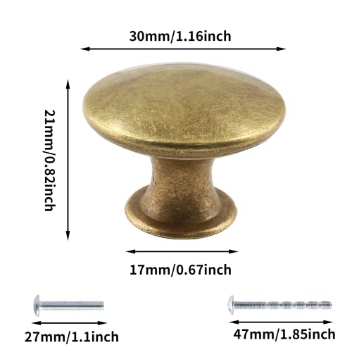 8Pcs 30mm Antique Brass Kitchen Cabinet Knobs - color: Antique Brass, size: 8 Pcs