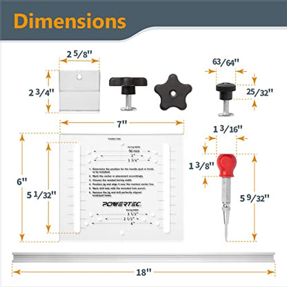 POWERTEC 72223 Cabinet Hardware Jig w/Drawer Front Installation Clamps Kit, Precision Marking System and Drawer Face Clamp for Installing Pulls, Knobs, Handles on Cabinet & Drawer - style: Cabinet Hardware Jig + Front Installation Clamps