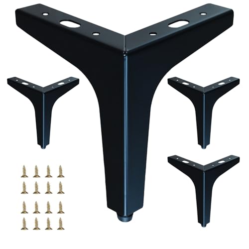4 inch Matte Black Metal Furniture Legs,Set of 4,2mm Thick - color: Black, size: 4 inch (2 thick)