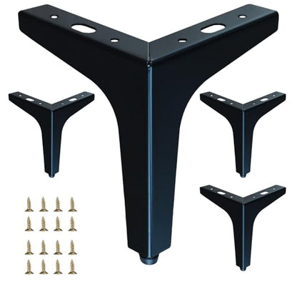 4 inch Matte Black Metal Furniture Legs,Set of 4,2mm Thick - color: Black, size: 4 inch (2 thick)