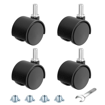 1.5 Inch Furniture Stem Casters Set of 4, Threaded Stem Diameter 5/16" Plastic Caster Wheels, Black Swivel Small Castors with T-Nuts, for Table, Cabinet, Storage Rack - style: 1.5 inch