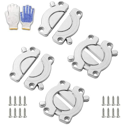 4 Pcs Zinc Alloy Table Buckle Connectors Heavy Duty Table Top Connector Latch, Secure Table Board Locking Hardware Kit, Universal Desk,Table Stabilizer DIY Furniture Dining (with Screws) - style: 4 Pcs