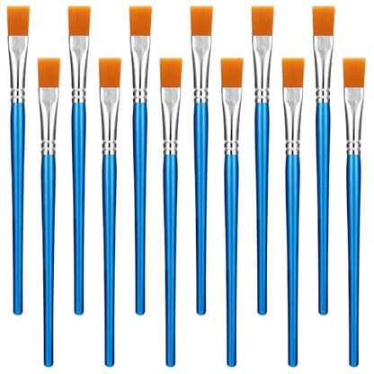 12 Pcs Flat Paint Brushes, 1/2 Inch Small Artist Paint Brushes Bulk