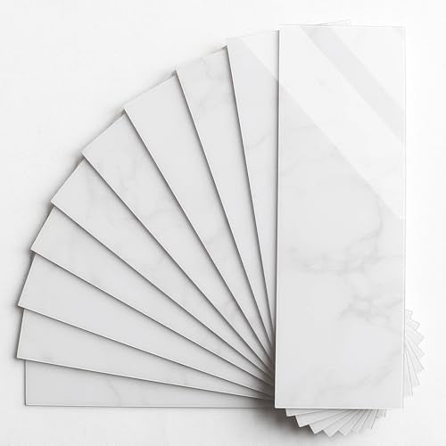 BeNice Peel and Stick Backsplash Subway Tile Carrara White 16pcs - color: Carrara White