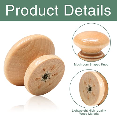 Waziaqoc 15PCS Round Wood Drawer Knobs, 1-3/8 inch, Wood Grain - color: Wood Grain