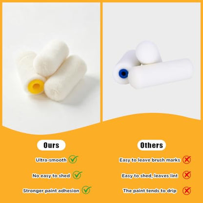 12 Pack Mohair Paint Roller with Frame, 2 Inch Mini Paint Roller Set