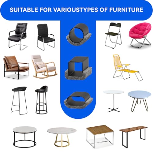 Sled Base Chair Floor Protectors Sled Base Chair Glides Wrap Around Floor Savers,Chair Leg Protectors Furniture Pads,Protect Floors Anti-Scratch Reduce Noise Easy Install (16pcs, Grey Felt Pads) - size: Grey Felt Pads