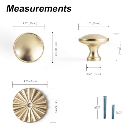 6Pack Champagne Bronze Cabinet Knobs with Backplate Drawer knobs - color: Champagne Bronze, style: Daisy