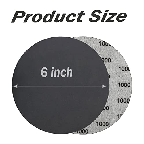 6 Inch 1000 Grit Wet Dry Sandpaper，25 PCS Hook and Loop Sanding Discs - style: Grit 1000