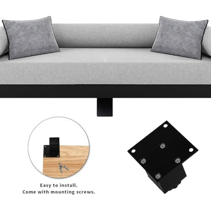 4 Inch Square Metal Furniture Legs Set of 4, Black