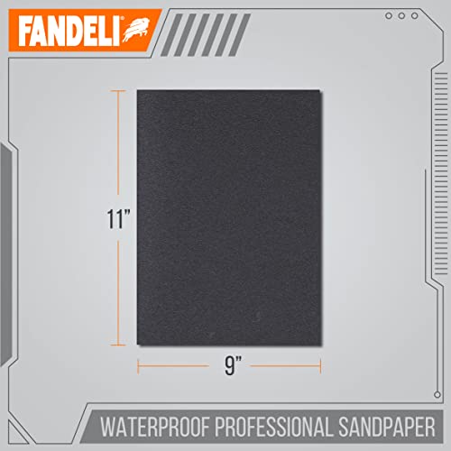 Fandeli | Waterproof Sandpaper | 400 Grit | 25 Sheets 9'' x 11'' | For for Plastic, Lacquer, Varnish, and Pain | Water Resistant - style: 400 Grit