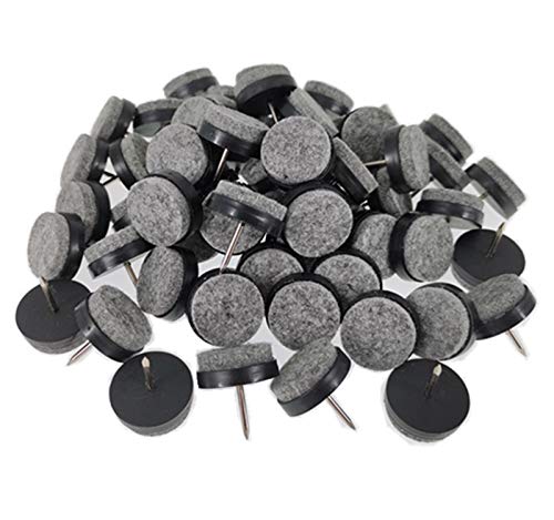 ALIMITOPIA 40pcs Furniture Felt Pad Heavy Duty Nail-on Chiar Slider Glide Pad Floor Protector for Wooden Furniture Chair Tables Leg Feet(Φ18mm or 0.7";Black) - color: 18mm Black(40pcs)