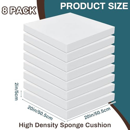 Frienda 8 Pack 2" x 20" x 20" Upholstery High Density Craft Foam - size: 2" x 20" x 20"