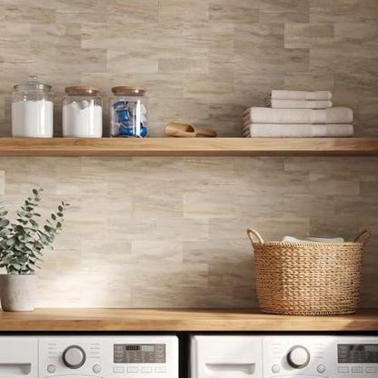 10 Sheets Warm Beige PVC Subway Tiles Peel and Stick Backsplash,11.8''x11.8'' Heat Resistant Stick on Tiles for Kitchen,Waterproof Peel and Stick Wall Tiles for Bathrrom - color: Warm Beige Stone