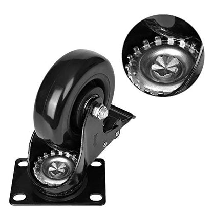 4" Swivel Rubber Caster Wheels with Safety Dual Locking - color: 4" casters