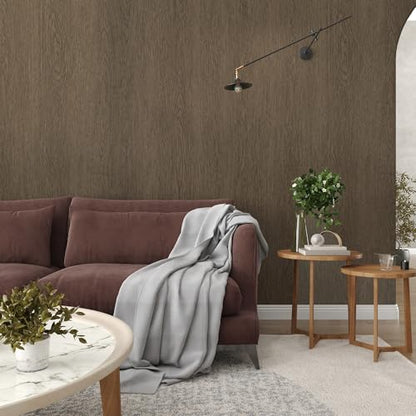 JSEVEM Brown Wood Grain Contact Paper Walnut Peel and Stick Wallpaper Removable Waterproof Vinyl Wrap Thick Self Adhesive Wall Paper for Countertops Cabinets Shelf Furniture 16"×118" - color: Gray/Brown, size: 16" x 118"