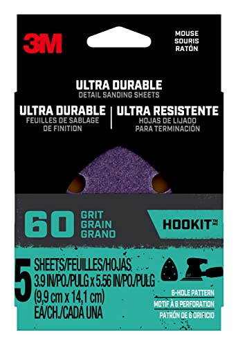 3M Ultra Durable Detail Sanding Sheets, 60 grit, 5/Pack - size: 60 Grit