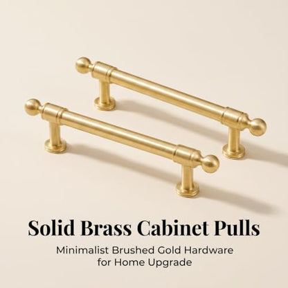 RZDEAL Heavy Duty Solid Brass Cabinet Pulls Handles, 4 Pack 5 Inch Gold Drawer Pulls for Dresser Kitchen Cupboard Bathroom,Brushed Brass Cabinets Hardware - size: 5 In(128mm)