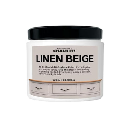 CHALK IT! All-in-One Multi-Surface Chalk Paint for Furniture & Cabinets - No Sanding, No Primer, Built-In Top Coat Water-Based, Low-Odor, Fast-Drying, Matte Finish (Linen Beige) - color: Linen Beige