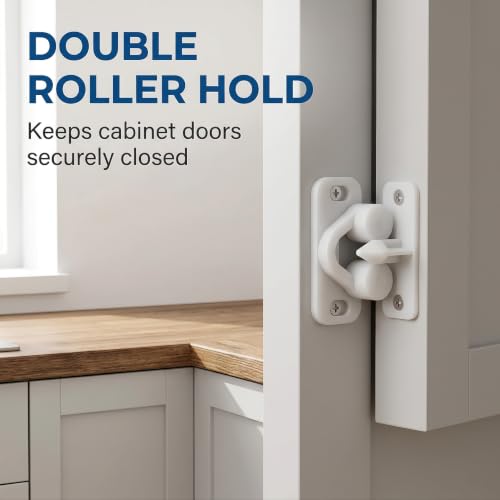3Pcs White Marine Boat Ball Catch Door Cupboard Spring Back Plates Roller Latch Plastic Catches Cabinet Hardware
