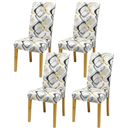 Dining Chair Covers, Stretch Seat Covers, Washable Furniture Protector - color: Contrasting Color Diamond Pattern, size: ‌Milk Silk