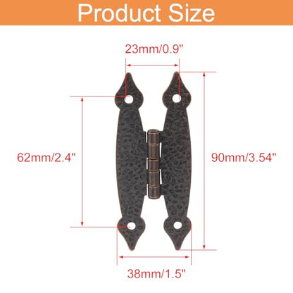 12 Pcs H-Shape Cabinet Hinges, Copper Hammercraft Flat Flush Mount - color: Antique Copper, size: 12 Pack