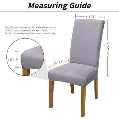 Dining Chair Covers, Dining Room Chair Cover Set of 4 - color: Velvet Gray, size: 4